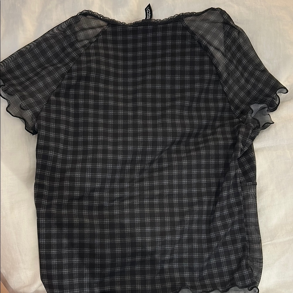 Divided Black Fitted Ruffled Blouse - Picture 2 of 4